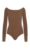 Maria Elena Villamil Etapa Off-the-shoulder Bodysuit In Brown
