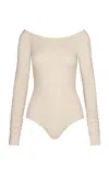 Maria Elena Villamil Etapa Off-the-shoulder Bodysuit In Tan