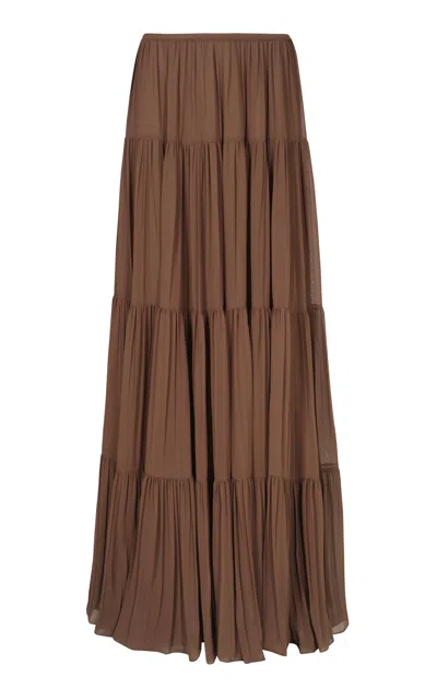 Maria Elena Villamil Eterea Layered Maxi Skirt In Brown