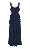 Maria Elena Villamil Gerbera Ruffled Maxi Dress