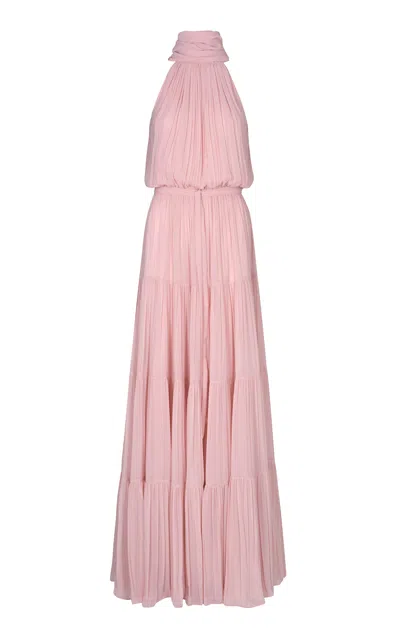 Maria Elena Villamil Gracia Pleated Maxi Dress In Light Pink