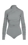 Maria Elena Villamil Nostalgia Ruched Bodysuit In Grey