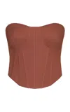 Maria Elena Villamil Rastro Corset Cotton Top In Bronze
