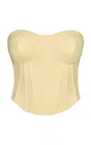 Maria Elena Villamil Rastro Corset Cotton Top In Yellow