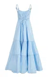 Maria Elena Villamil Sabi Cotton Tier Maxi Dress In Blue