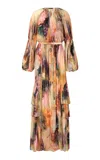 Maria Elena Villamil Sublime Flared Sleeve Maxi Dress In Print