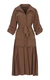 Maria Elena Villamil Superficie Cargo Midi Dress In Brown