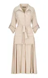 Maria Elena Villamil Superficie Cargo Midi Dress In Tan
