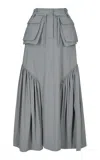 Maria Elena Villamil Superficie Pleated Midi Skirt In Grey