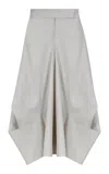Maria Elena Villamil Terrenal Organic Cotton Asymmetrical Midi Skirt In Tan