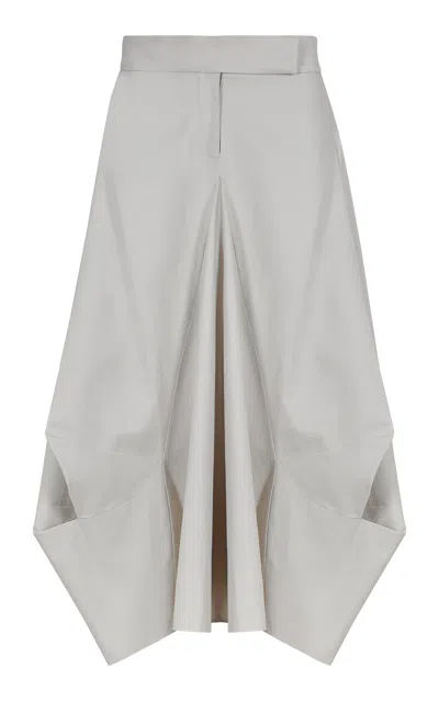 Maria Elena Villamil Terrenal Organic Cotton Asymmetrical Midi Skirt In Tan