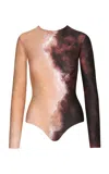 Maria Elena Villamil Trazo Gradient Bodysuit In Tan