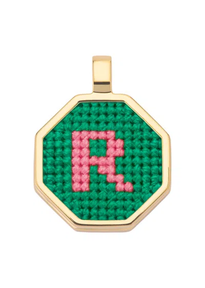 Maria Frering Letter H Pendant Gold-plated Necklace In Green