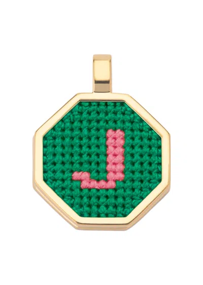 Maria Frering Letter J Pendant Gold-plated Necklace In Green
