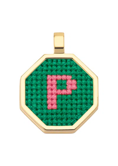 Maria Frering Letter P Pendant Gold-plated Necklace In Green