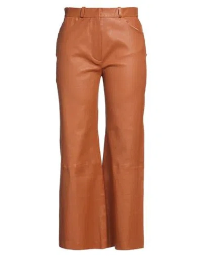 Maria Grefe Woman Pants Camel Size 12 Lambskin In Beige