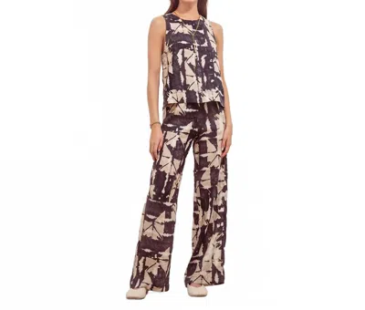 Maria La Paz Isa Cut Pant In Black Batik Linen In Multi