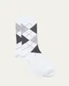 Maria La Rosa Argyle Crew Socks In Light Grey 502
