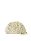 Maria La Rosa Raffia Crochet Clutch Platinum In Neutral
