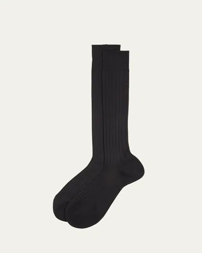 Maria La Rosa Bio College Ribbed Organic Cotton Socks In Black Nl012