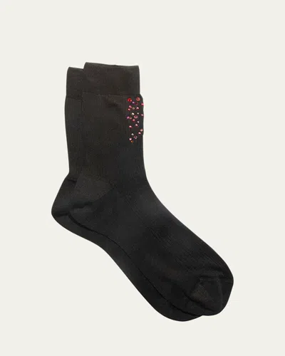 Maria La Rosa Brilliant Ribbed Rhinestone-embellished Socks In Jeans 1000