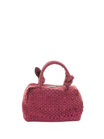 Maria La Rosa Burgundy Woven Double-handle Bag