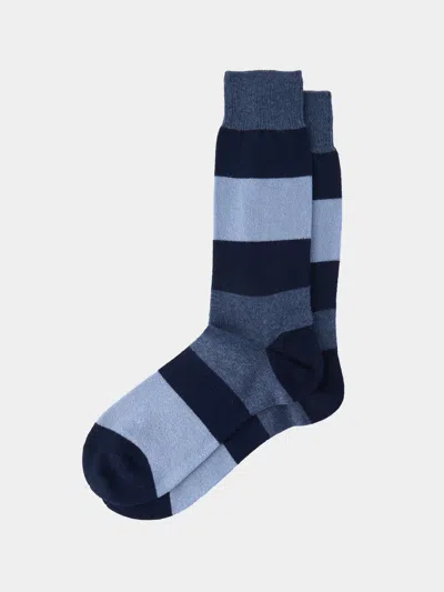 Maria La Rosa Cashmere Striped Socks One Size  Abask Luxury Gift In Blue