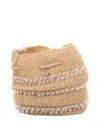 Maria La Rosa Crystal Beaded Bucket Bag In Neutral