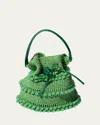 Maria La Rosa Crystal Raffia Bucket Bag In Crystal Bucket