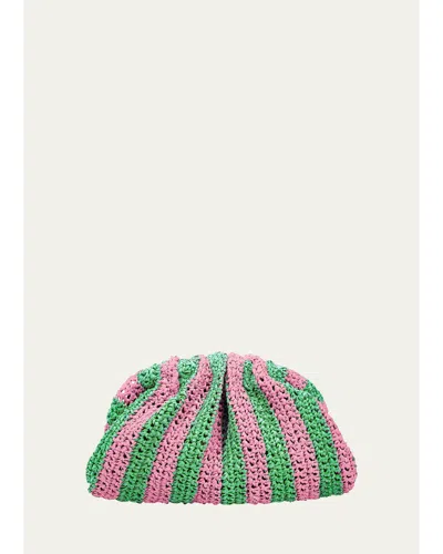 Maria La Rosa Game Striped Crochet Clutch Bag In Pink