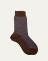 Maria La Rosa Geometric Intarsia Cotton Crew Socks In Rust 005