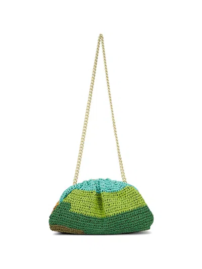 Maria La Rosa Layers Game Crochet Chain Clutch Bag In Green