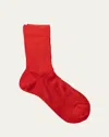Maria La Rosa One Ribbed Laminated Metallic Socks In Rosa Antico In Red 879