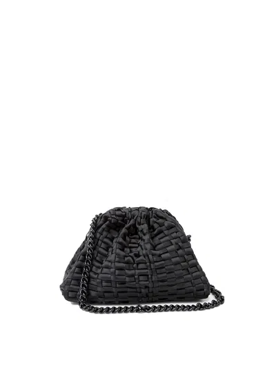 Maria La Rosa Black Crochet Clutch Bag With Shoulder Strap