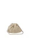 Maria La Rosa Gold Crochet Clutch With Shoulder Strap