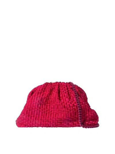 Maria La Rosa Magenta Crochet Clutch Bag