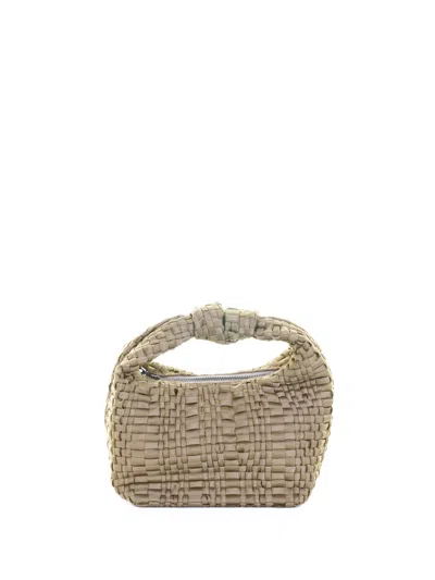 Maria La Rosa Mini Datolite Handbag In Beige Woven Ribbon