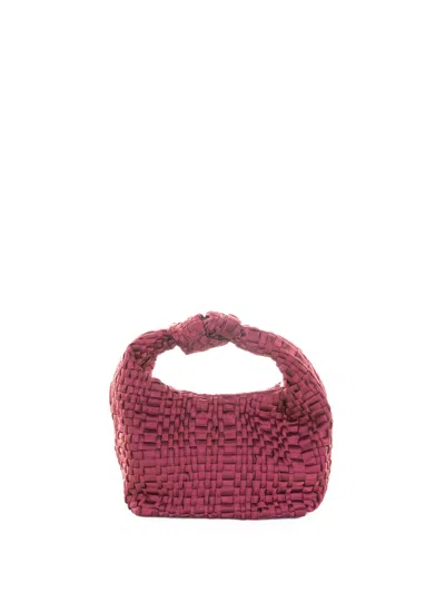 Maria La Rosa Mini Datolite Handbag In Burgundy Woven Ribbon