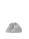 Maria La Rosa Silver Crochet Clutch With Shoulder Strap