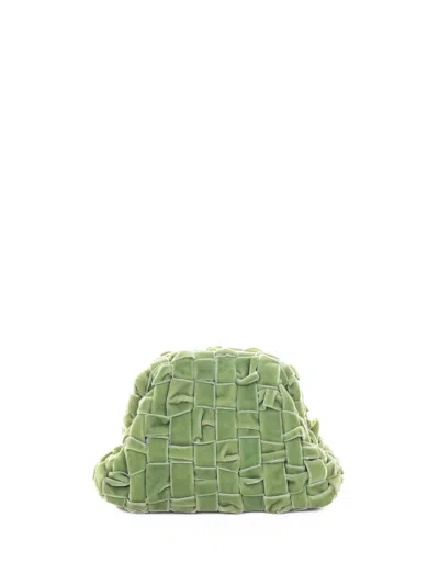 Maria La Rosa Velvet Mini Game Clutch Bag In Green Woven Velvet