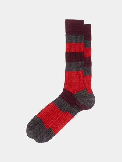 Maria La Rosa Men's Ribbed Cashmere And Silk Striped Socks One Size In Multi