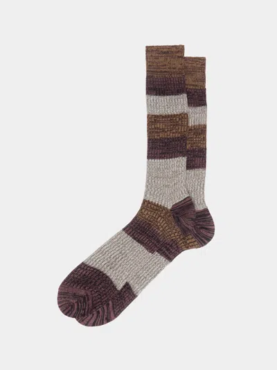 Maria La Rosa Men's Ribbed Cashmere And Silk Striped Socks One Size In Multi