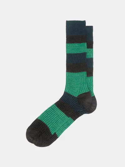 Maria La Rosa Men's Ribbed Cashmere And Silk Striped Socks One Size In Multi