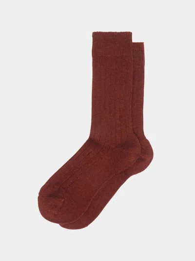 Maria La Rosa Men's Ribbed Cashmere Socks One Size In Brown