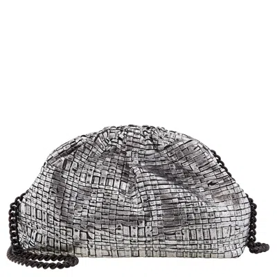 Maria La Rosa Mini Game Laminated Clutch Bag In Silver Tone