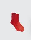 Maria La Rosa One Ribbed Laminated Metallic Socks In Rosa Antico In Red