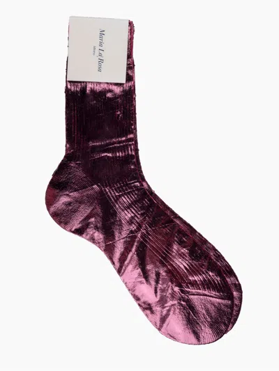Maria La Rosa One Ribbed Laminated Socks In Purple