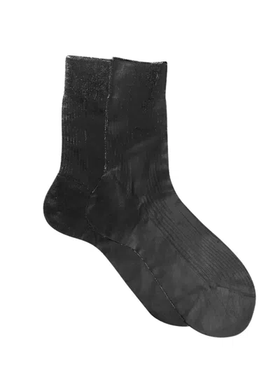 Maria La Rosa One Ribbed Laminated Socks In Brown