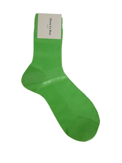 Maria La Rosa One Ribbed Laminated Socks In Green