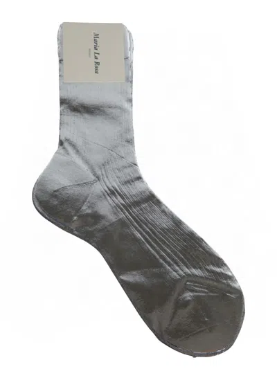 Maria La Rosa One Ribbed Laminated Socks In B Silver